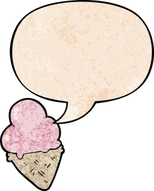 Bir insan tarafından çizilmiş eski moda konuşma baloncuklu çizgi film dondurması.