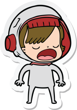 Bir insan tarafından çizilmiş astronot bir kadının çıkartması.