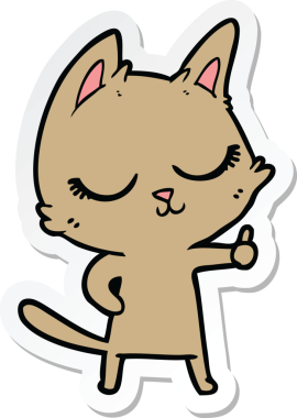 Bir insan tarafından çizilmiş sakin bir çizgi film kedisinin çıkartması.