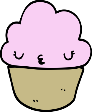 Bir insan tarafından çizilmiş bir çizgi film keki.