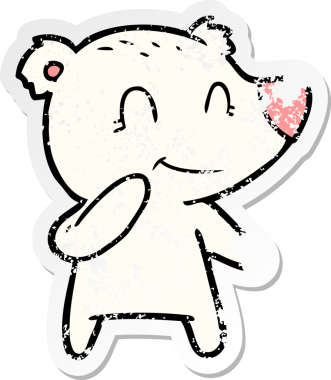 Bir insan tarafından çizilmiş gülümseyen kutup ayısı karikatürü.