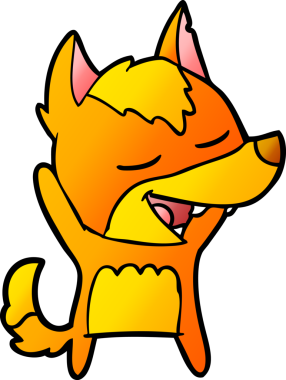 Bir insan tarafından çizilmiş tilki çizgi film karakteri