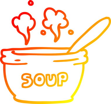 Bir insan tarafından çizilmiş sıcak çorba karikatürünü çiziyorum.