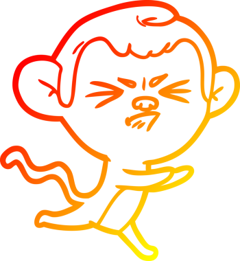 Bir insan tarafından çizilmiş kızgın bir maymunun sıcak çizgi çizimi