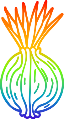 Bir insan tarafından çizilmiş soğan filizlenen bir çizgi filmin çizimi.