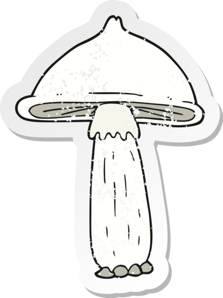 Bir insan tarafından çizilmiş karikatür mantarının gerilmiş yapıştırması.