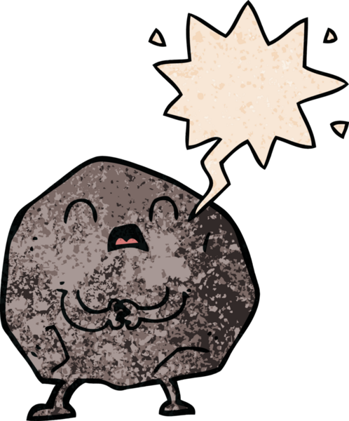 bir insan tarafından çizilmiş, retro desenli konuşma baloncuklu karikatür rock.