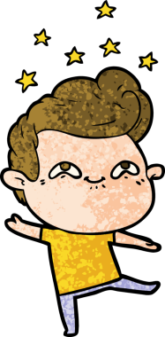 Bir insan tarafından çizilmiş heyecanlı bir çizgi film.