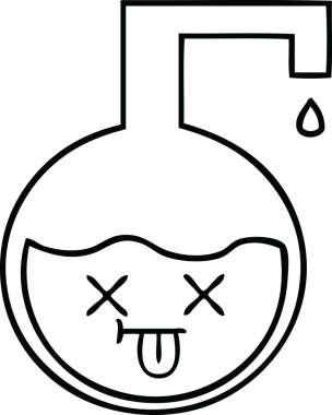 Bir insan tarafından çizilmiş bir bilim deneyinin çizgi çizimi