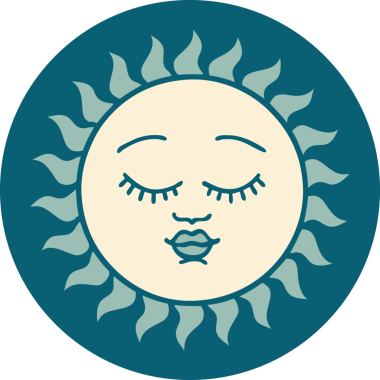 Bir insan tarafından çizilmiş bir güneşin ikonik dövme şekli