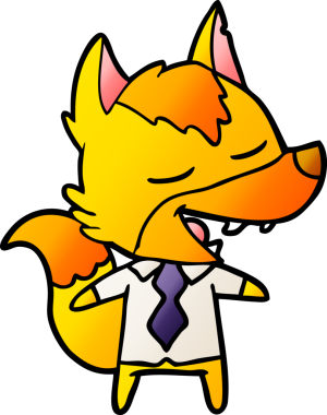 Bir insan tarafından çizilmiş tilki çizgi film karakteri