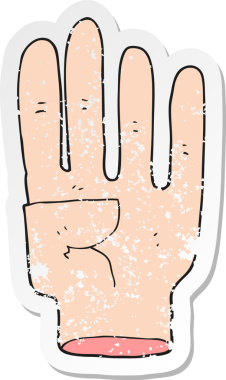 Bir insan tarafından çizilmiş bir karikatür elin gerilmiş çıkartması.