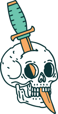 Bir insan tarafından çizilmiş bir kafatasının ikonik dövme şekli