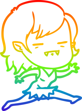 Gökkuşağı gradyan çizgi çizimi Bir insan tarafından çizilen ölümsüz vampir kız çizgi