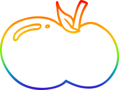 gökkuşağı gradyan çizgi çizimi bir insan tarafından çizilmiş elma çizgi