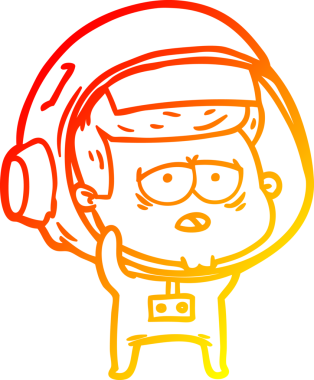 Bir insan tarafından çizilmiş, karikatür, yorgun astronot çizimi.