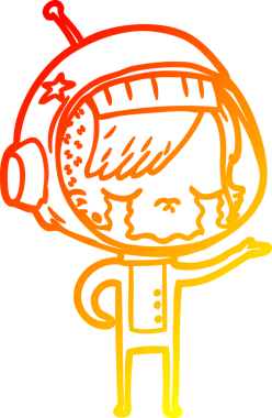 Bir insan tarafından çizilmiş, ağlayan astronot bir kızın sıcak çizgi çizimi