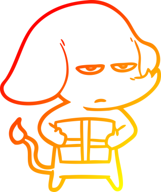 Bir insan tarafından çizilmiş kızgın bir fil çizimi.