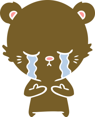 Bir insan tarafından çizilmiş düz renkli çizgi film ayısı.