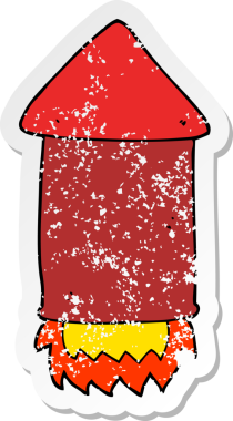 Bir insan tarafından çizilmiş karikatür roketinin sıkıntılı çıkartması