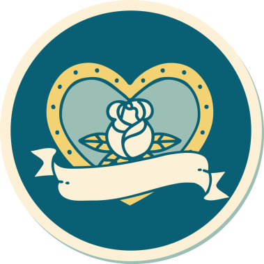 Bir insan tarafından çizilmiş, geleneksel kalp şeklinde dövme çıkartması.