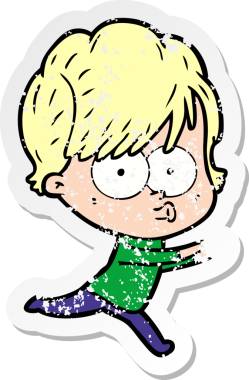 Bir insan tarafından çizilmiş karikatür bir kadının sıkıntılı çıkartması.