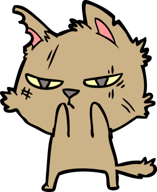 Bir insan tarafından çizilmiş sert çizgi film kedisi.