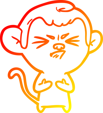 Bir insan tarafından çizilmiş kızgın bir maymunun sıcak çizgi çizimi