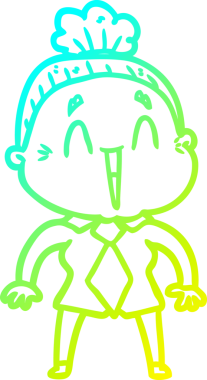 Bir insan tarafından çizilmiş, mutlu, yaşlı bir kadının çizdiği soğuk çizgi.