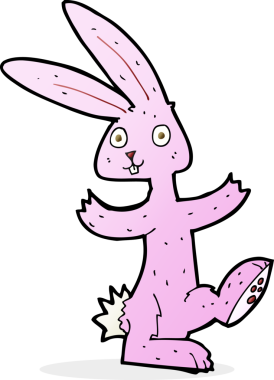 Bir insan tarafından çizilmiş çizgi film tavşanı