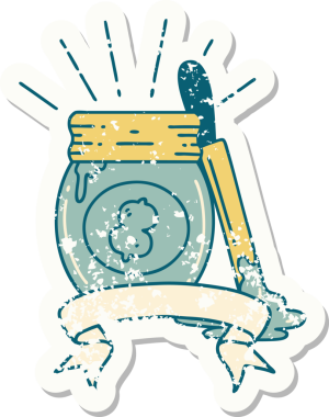 Bir insan tarafından çizilmiş eski bir dövme stili fıstık ezmesi.