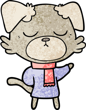 Bir insan tarafından çizilmiş şirin bir çizgi film köpeği.