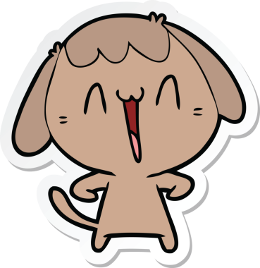 Bir insan tarafından çizilmiş şirin bir köpeğin çıkartması.