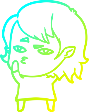 Bir insan tarafından çizilmiş bir vampir kız çizgi filmi.