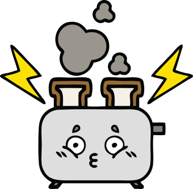 Bir insan tarafından çizilmiş bir tost makinesi karikatürü.