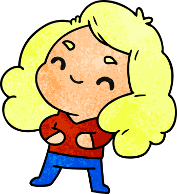 Bir insan tarafından çizilmiş sevimli bir kawai kızının desenli çizimi.