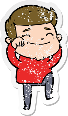 Bir insan tarafından çizilmiş mutlu bir çizgi film karakterinin sıkıntılı çıkartması.