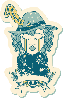 Retro Dövme Tarzı İnsan Ozan Karakteri Yüzü Bir İnsan Tarafından Çizildi