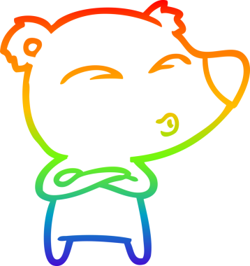 gökkuşağı gradyan çizgi çizimi bir insan tarafından çizilmiş bir karikatür ıslık ayı