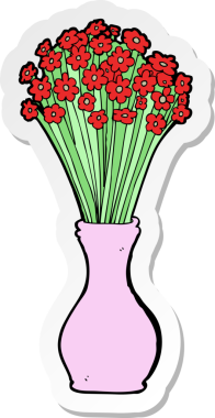 Bir insan tarafından çizilmiş saksıda çiçek etiketi.