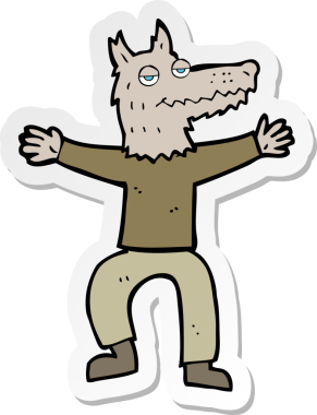 Bir insan tarafından çizilmiş bir kurt adamın çıkartması.