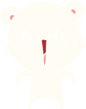 Bir insan tarafından çizilmiş mutlu kutup ayısı düz renkli çizgi film