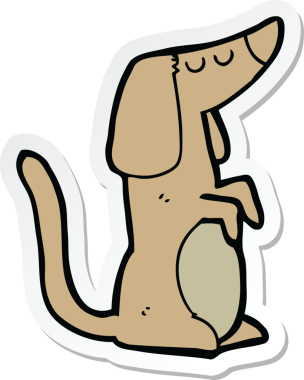 Bir insan tarafından çizilmiş bir köpeğin çıkartması.