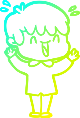 Bir insan tarafından çizilmiş gülen bir çizgi film karakteri çizimi.