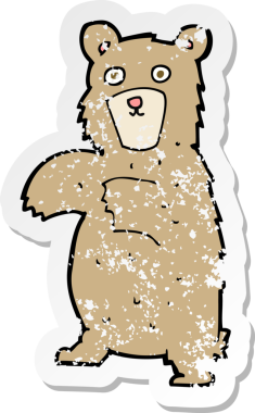 Bir insan tarafından çizilmiş karikatür ayısının gerilmiş çıkartması.