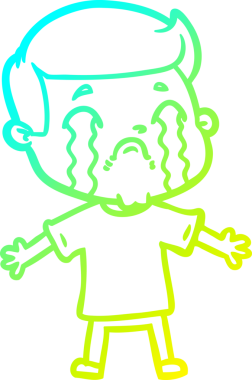 Bir insan tarafından çizilmiş ağlayan bir çizgi film karakteri çizimi.