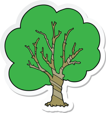 Bir insan tarafından çizilmiş karikatür ağacının çıkartması.