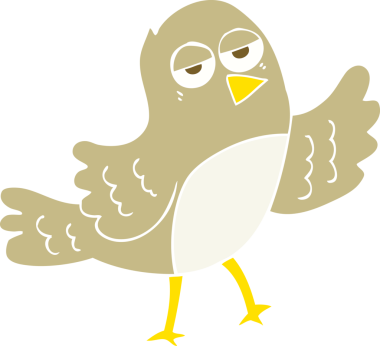 Bir insan tarafından çizilen kuşun düz renk çizimi