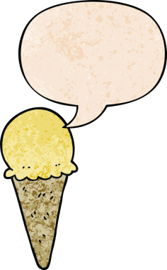 Bir insan tarafından çizilmiş eski moda konuşma baloncuklu çizgi film dondurması.