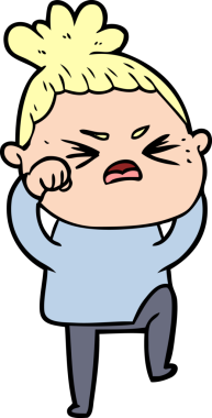 Bir insan tarafından çizilmiş kızgın bir kadın.